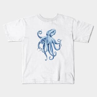 Blue octopus artwork Kids T-Shirt